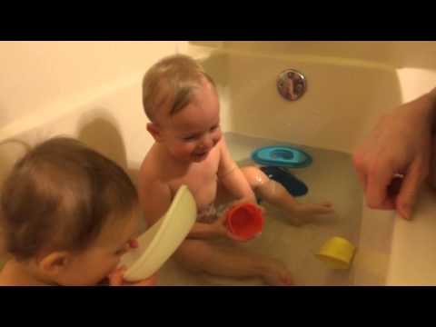 Spencer dipping face in tub