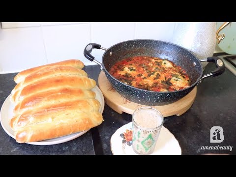 Quraac Fudud Shakshuka Iyo Rooti | Shakshuka And Bread Breakfast Recipe | Amenabeauty