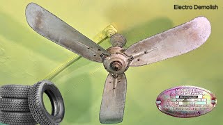 89 Years Old Italian Queen 👸 MARELLI A.C 48Inch Type C. (1935) Antique Ceiling Fan vs Car Tyre 🤑