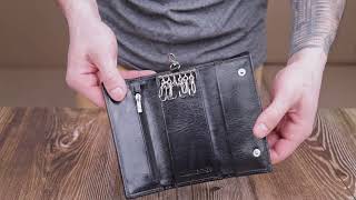 Надійний гаманець-ключниця з натуральної гладкої шкіри ST Leather 19415 чорний