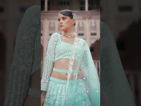 Sea Green Organza Sequins embroidery Semi-Stitched Lehenga choli & Dupatta