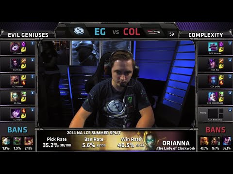 Evil Geniuses vs compLexity | S4 NA LCS Summer split 2014 Super Week 11 Day 3 | EG vs COL W11D3 G1