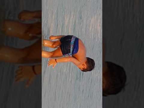 Hamdan Khatri and Ryan Khatri playing at mamzar beach dubai