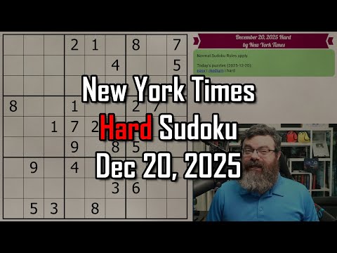 NYT Hard Sudoku Walkthrough | Dec 20, 2025