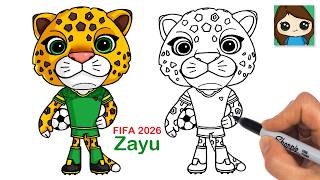 How to Draw Zayu the Jaguar | FIFA Soccer World Cup Mexico Mascot | Relaxing Follow Along Hobby