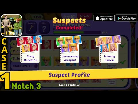 Small Town Murders : Case 1 | Suspects Match 3 Walkthrough (Android, ios)