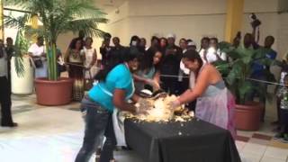 Bridal Cake Dive - when brides get messy to win free stuff!