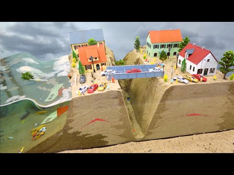 City Model Flood Collapse - Dam Breach Experiment - Natural Disaster vs Double Dam