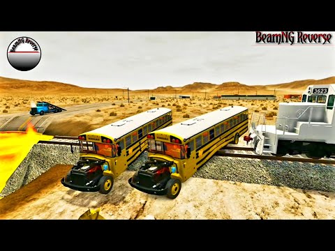 Trains vs School Bus vs Cars Crashes Reverse - BeamNG Drive || Trains vs Acidic Pit