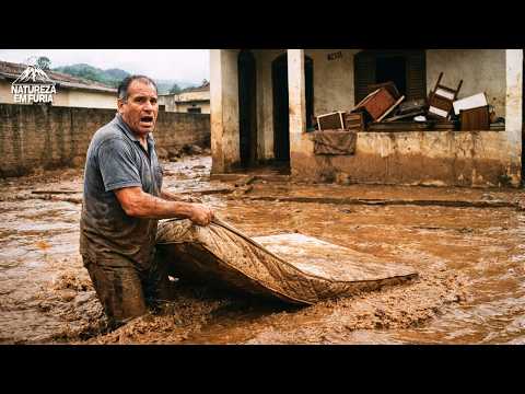 DESESPERO em MINAS: Rio Transborda, Arrasta Móveis e Deixa Rastro de Destruição em Pescador