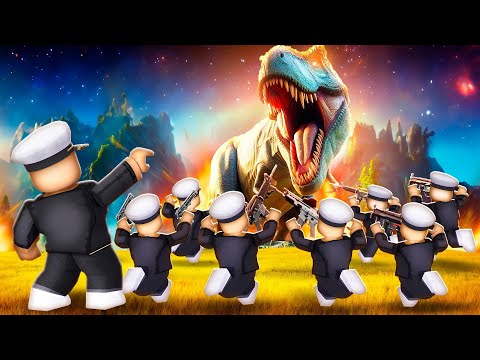 GIANT T-REX vs MY ARMY in ROBLOX