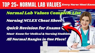 Normal Lab Values Complete List | Nursing Cheat Sheet for NCLEX, NORCET & Exams 2026 #studyroom 