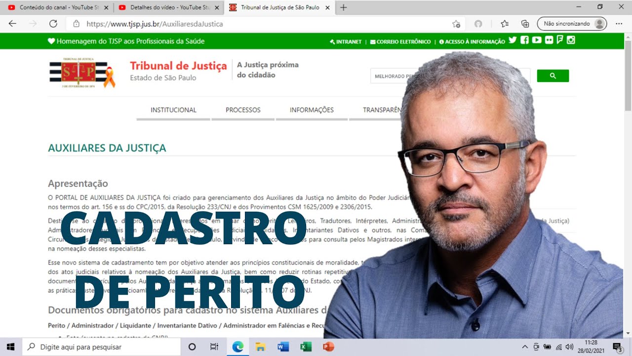 CADASTRO DE PERITO NO TRIBUNAL DE JUSTIÇA   |   Ensinando Passo a Passo