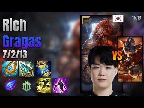Rich Top Gragas vs Rumble lol KR solo rank Full Game 15.13 | 리치 그라가스 vs 럼블
