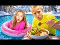 24 HOURS In Vlad Niki S POOL ‍ ️ CRAZY Challenges The Last One Out Of The Water WINS