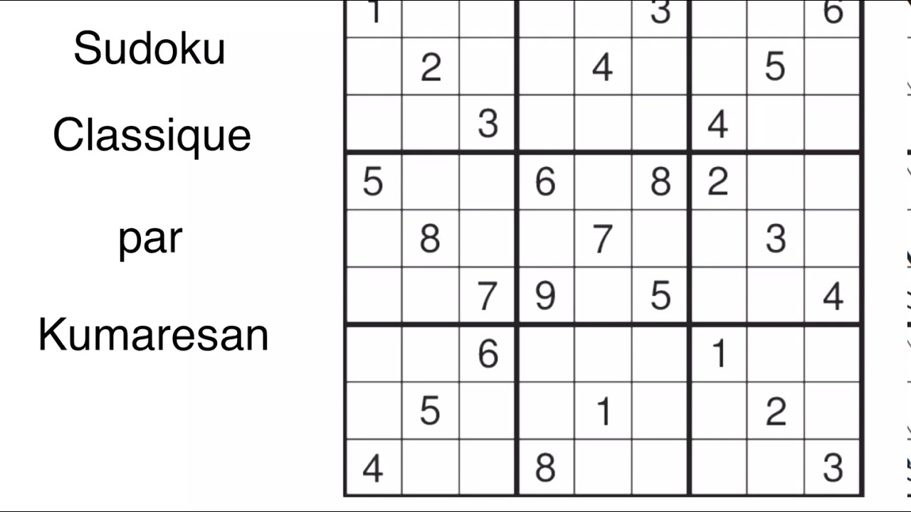 Watch Sudoku Facile à Imprimer Gratuitement Now Sudoku classique, par Kumaresan (grille difficile)