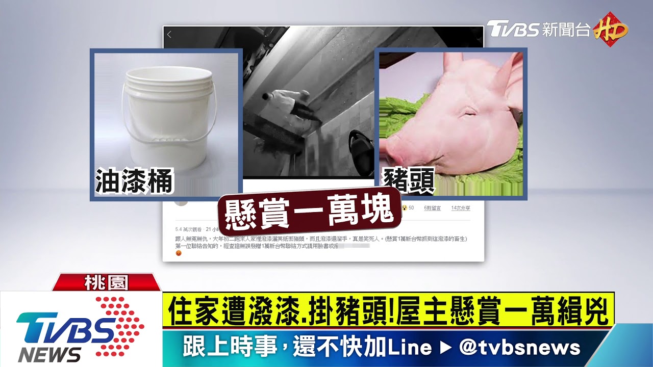 住家遭潑漆、掛豬頭! 屋主懸賞一萬緝兇