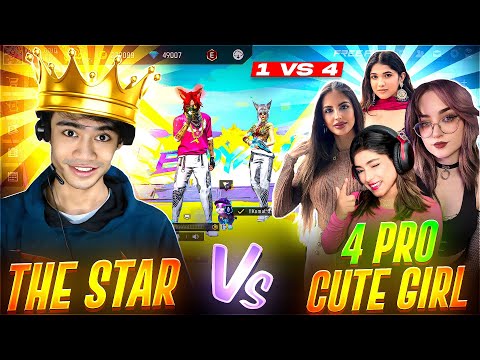 4 PRO GIRLS VS THE STAR 😱 1 VS 4 👿 GARENA FREE FIRE