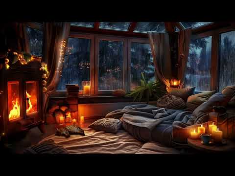 Cozy Corner - Rainy Day Retreat with Thunderstorm and Fireplace