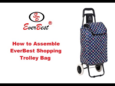 How to Assemble EverBest Shopping Trolley  Bag , Blue Chess Print