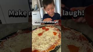 3 years old, first time making a pizza! #shorts #cooking #grandson #pizza #3歳児 #アメリカ在住
