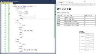 HTML 강의 CurriculumDotNet 테이블 관련 태그를 사용하여 커리큘럼 표 작성하기 연습