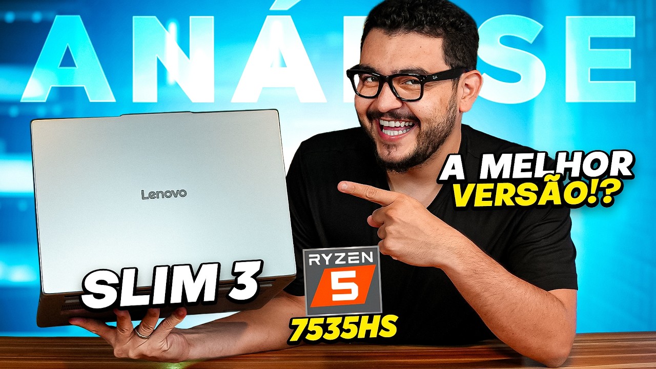 Miniatura da avaliação em vídeo de Notebook Lenovo Ideapad Slim 3 15,6 FHD Ryzen 5 8GB 512GB