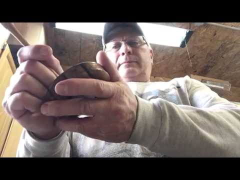 3.5 slate over glass laminated oak burl pot