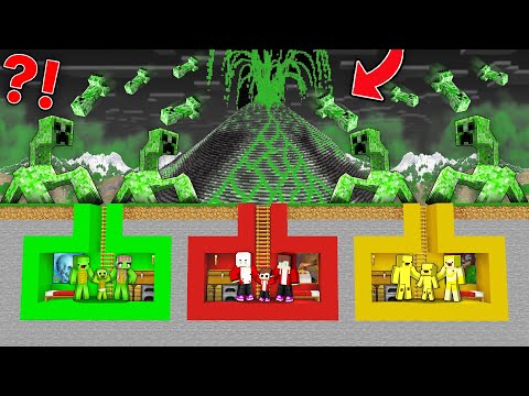 JJ, Mikey and Banana Kid FAMILY DOOMSDAY BUNKER vs CREEPER TORNADO in Minecraft Maizen!