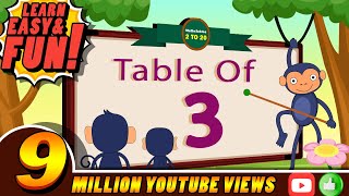 3-x1=3 Multiplication, Table of Three 3 Tables Song Multiplication Time of tables  - MathsTables