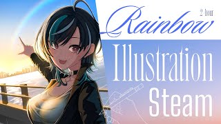 【お絵描き配信】虹と海とバイクの絵 ホロライブ輪堂千速さんファンアート
