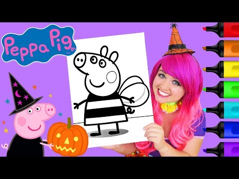 Coloring Peppa Pig Halloween Coloring Book Page Prismacolor Colored Paint Markers | KiMMi THE CLOWN Video
