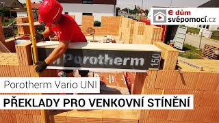 Usazování překladů pro venkovní stínění - Porotherm Vario UNI