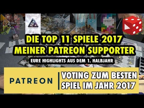 Top 11 Brettspiele 2017: Ergebnisse des Brettspielblog Patreon Supporter Votings