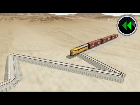 Reverse Trains Crossing vs Impossible Weird Z Shape Rail Tracks - BeamNG Drive - Beamng Drive Revers