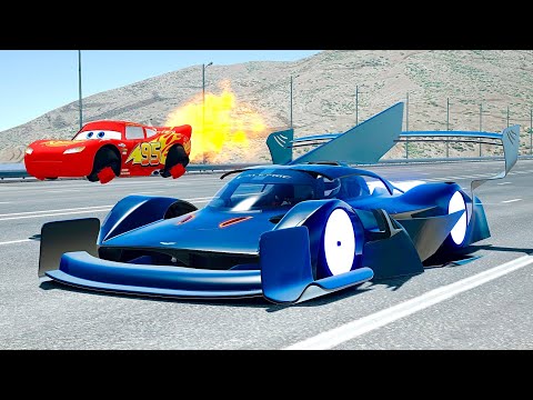 Lightning McQueen Spacecraft vs Aston Martin Black Nightmare Concept at 24 KM Drag Race