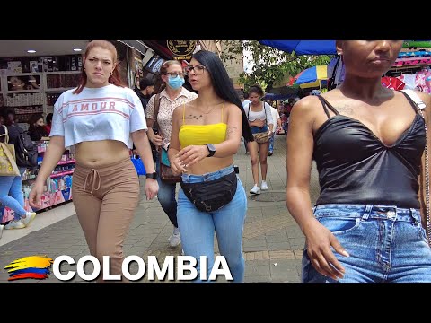 Medellin Colombia Walking Tour - El Centro Downtown Medellin (4K)