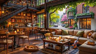 Smooth Jazz At Coffee Shop for Study ☕ Soft Background Jazz & Morning Sounds for Relaxing Moments