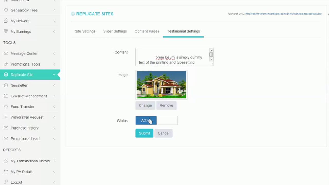 Pro MLM - MLM Replicating Site