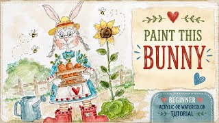 You Can Paint This Cute Garden Bunny 🐰 | Beginner Watercolor Tutorial