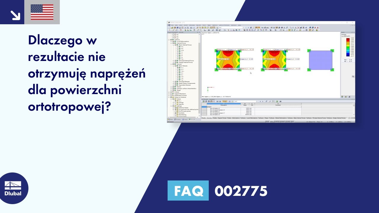 [PL] FAQ 002775 | Dlaczego w rezultacie nie otrzymuję naprężeń dla powierzchni ortotropowej?