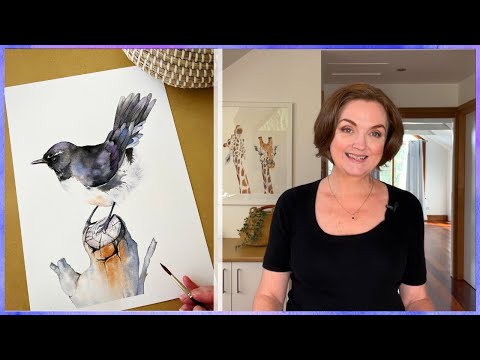 How to Paint a Willie Wagtail in Watercolor. Watercolor Bird Tutorial