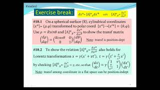 Coord Transformation (Lecture #10a(ex) of a course on Relativity & Cosmology)
