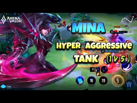 AOV : MINA GAMEPLAY || 1 V 5 (Legendary) Arena Of Valor ||🇧🇩  || Mina World best tank build#gameplay