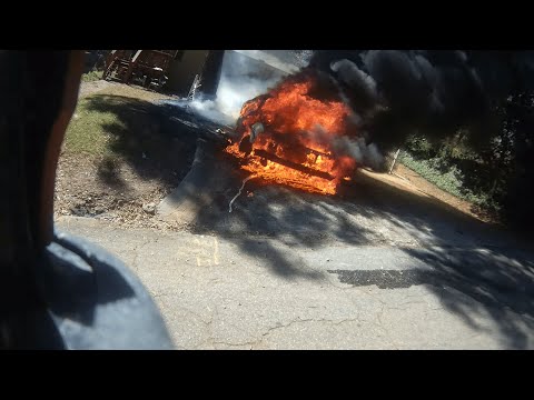 [POV] Firefighters Respond to Car Fire - Helmet Cam Footage