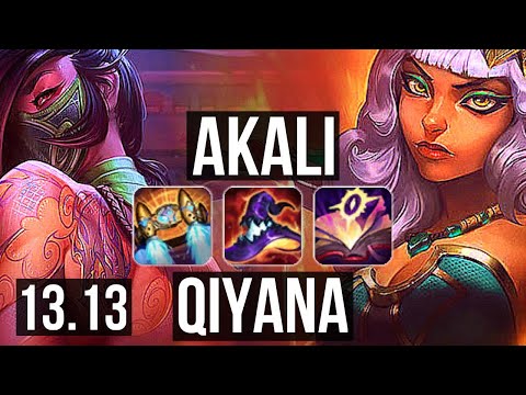 AKALI vs QIYANA (MID) | 72% winrate, 7 solo kills, Dominating | EUW Grandmaster | 13.13