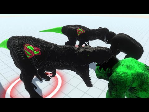 HULK GORO AND VENOM GORO  vs BLACK SUPERMAN T-REX   DEATH RUN - Animal Revolt Battle Simulator