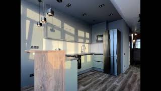 Современная угловая серая кухня со стойкой Проект 161 фото 5