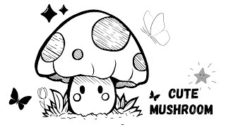 Easy Cute Mushroom Drawing Tutorial Step-by-Step Guide for Beginners #sketch