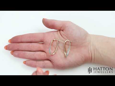 9ct Yellow Gold Moon Dust Oval Twist Hoop Earrings - 32mm